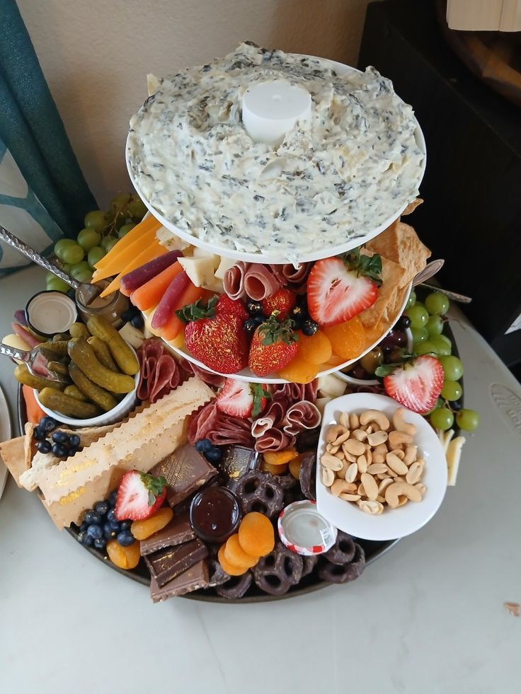 Three tiered charcuterie display
